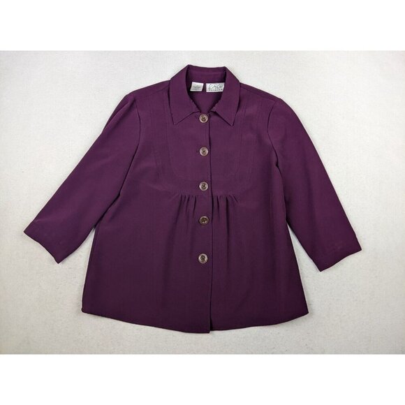 KATHY CHE - WOMEN'S PURPLE 3/4 SLEEVE BUTTON-UP TOP - SIZE S - Picture 2 of 7